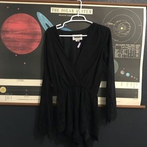 Stone Cold Fox Black Long-sleeve Romper